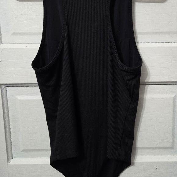 KN Klassy Network black ribbed tank body suit womens size Large - Picture 3 of 5